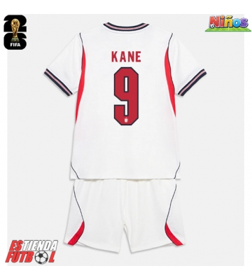 Inglaterra Harry Kane #9 Primera Equipación Niños Mundial 2026 Manga Corta (+ Pantalones cortos)